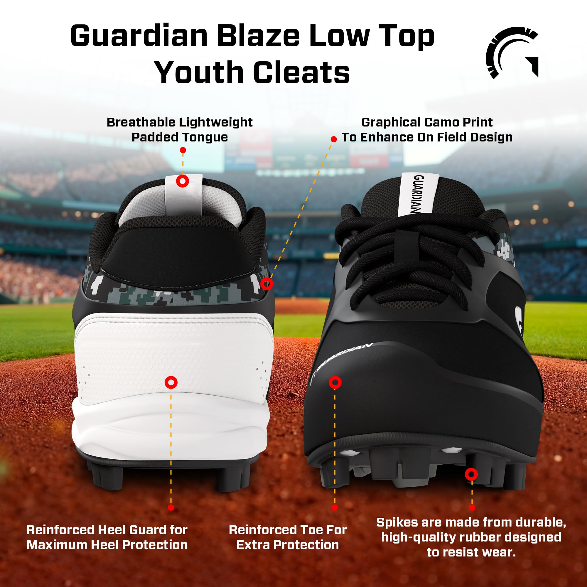 Guardian Baseball and Softball Low Top Cleats for Youth Boys and Girls - Image 3