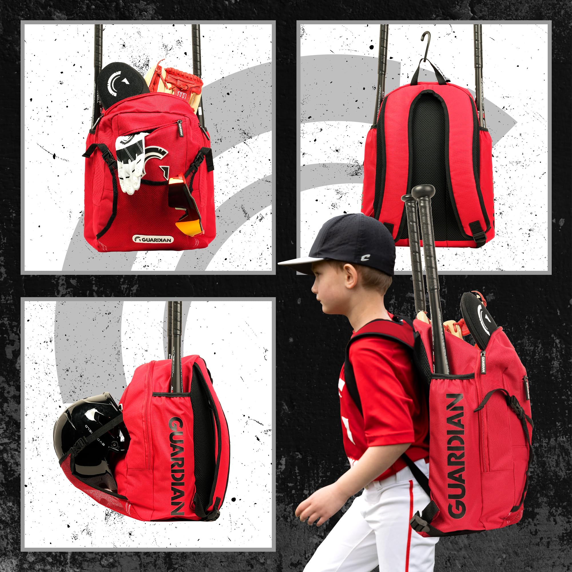 Guardian Baseball Backpack for Youth, Softball Bag for Girls, Durable Bat Bags Baseball Youth Boys and Girls, TBall Bag – Includes Hook to Hang on Fence - Image 4