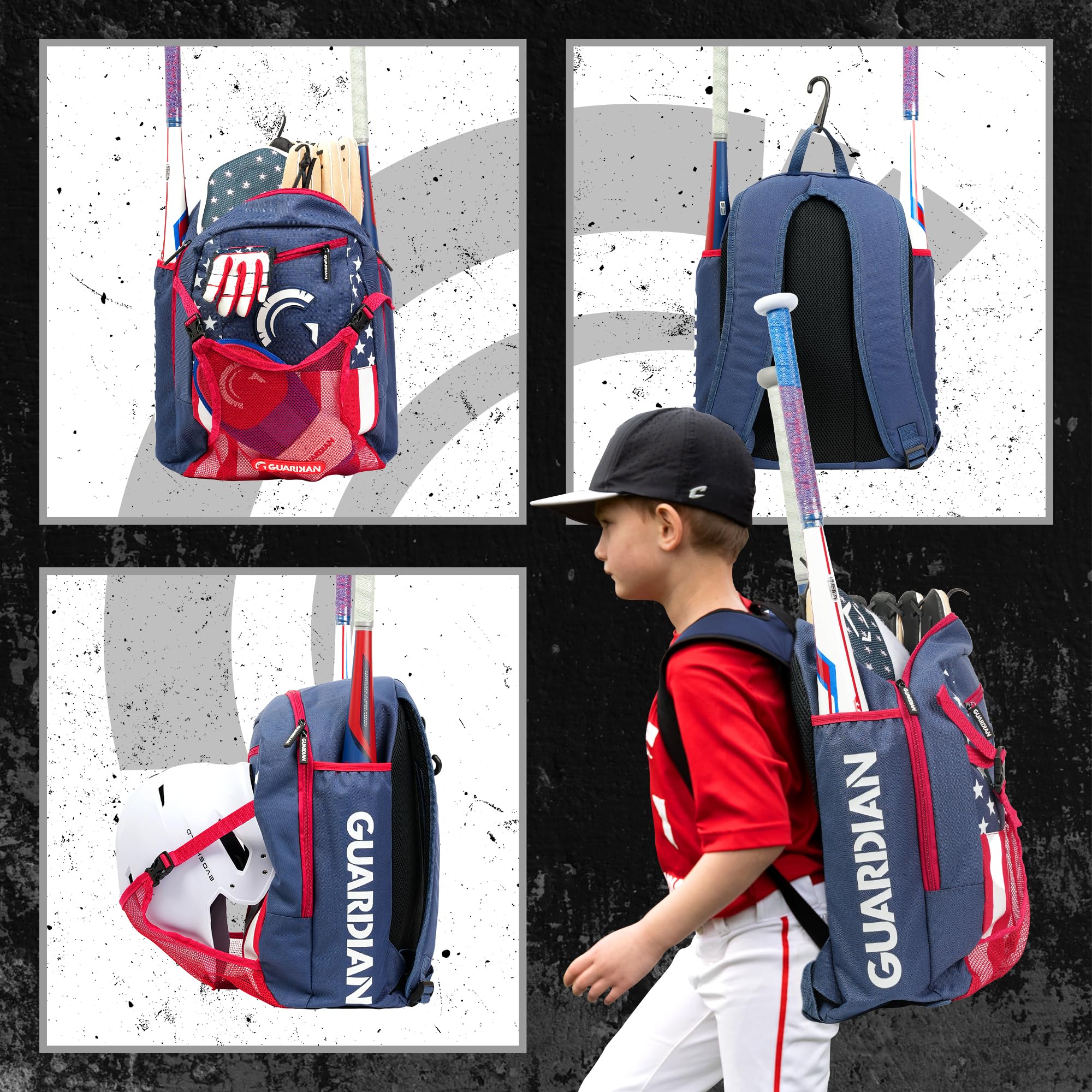 Guardian Baseball Backpack for Youth, Softball Bag for Girls, Durable Bat Bags Baseball Youth Boys and Girls, TBall Bag – Includes Hook to Hang on Fence - Image 4