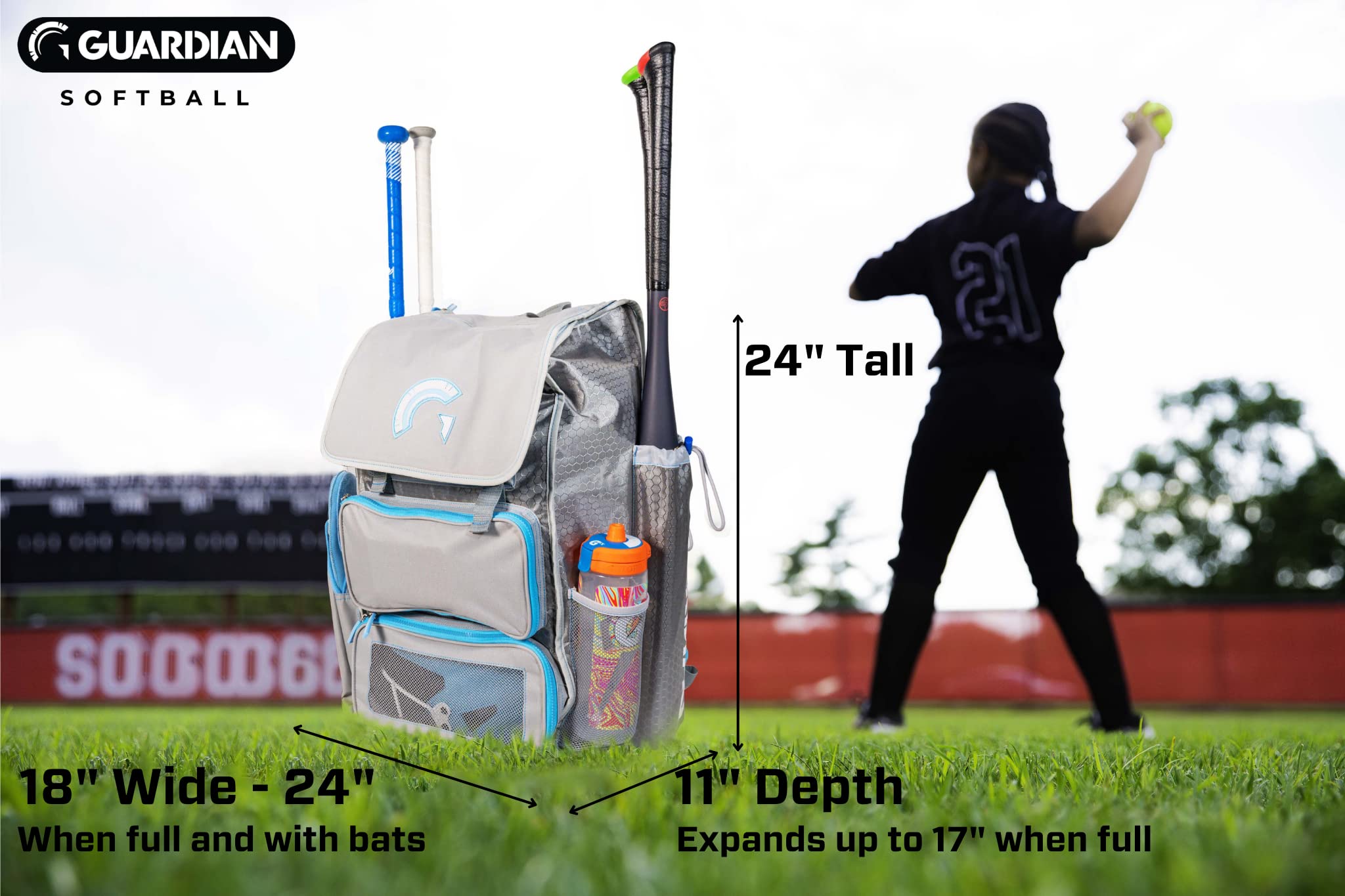 Guardian Baseball Diamond Series Softball Bag for Women or Baseball Bag- Holds 4 Bats - Deluxe Size - Image 5