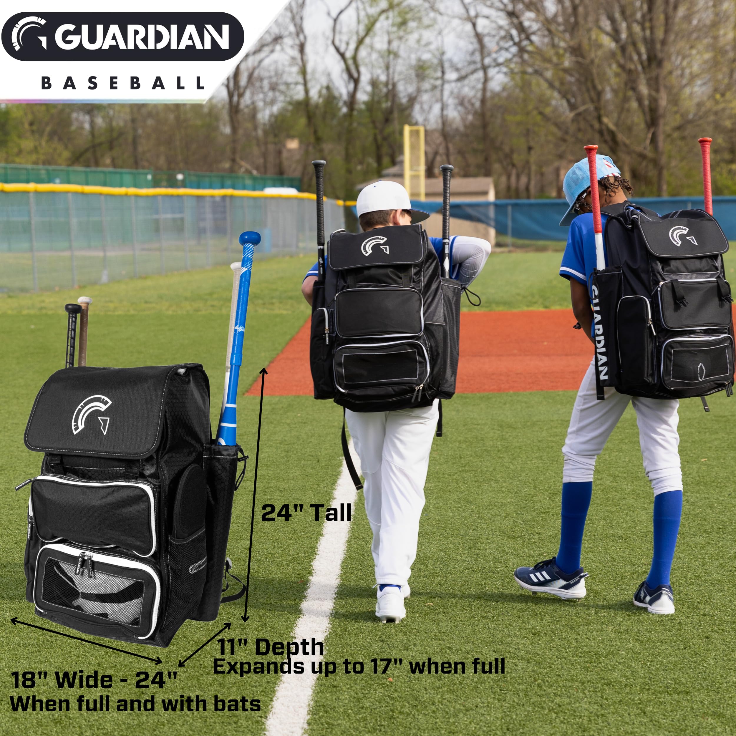 Guardian Baseball Diamond Series Softball Bag for Women or Baseball Bag- Holds 4 Bats - Deluxe Size - Image 5