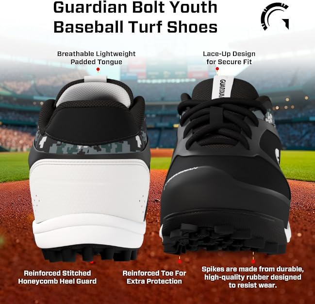 Guardian Bolt Youth Baseball Turf Shoes - Baseball Cleats for Boys and Girls Softball Shoes - Lightweight - Supportive - Comfortable Design - Image 3